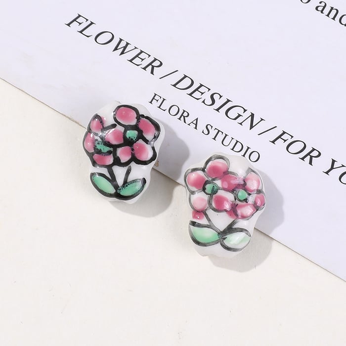 1 Piece Casual Series Flower Ceramics DIY Jewelry Beads