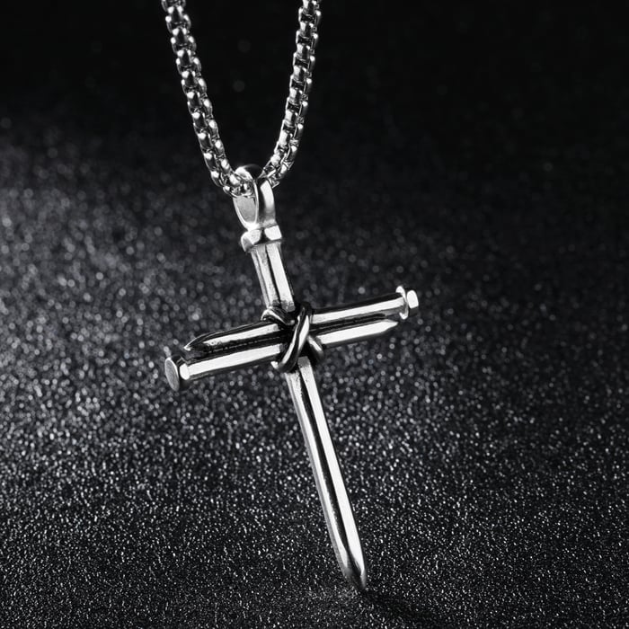 1 pezzo di collane da uomo in acciaio inossidabile con croce personalizzabile h5Immagine3