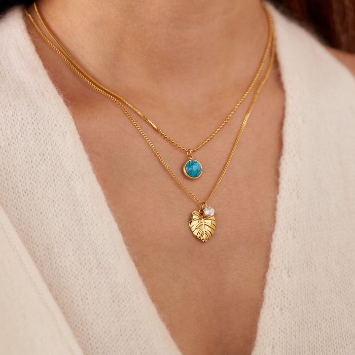 1 Stück Simple Series Tägliche geometrische Edelstahl Goldfarbene mehrlagige Halsketten für Damen h5Bild4