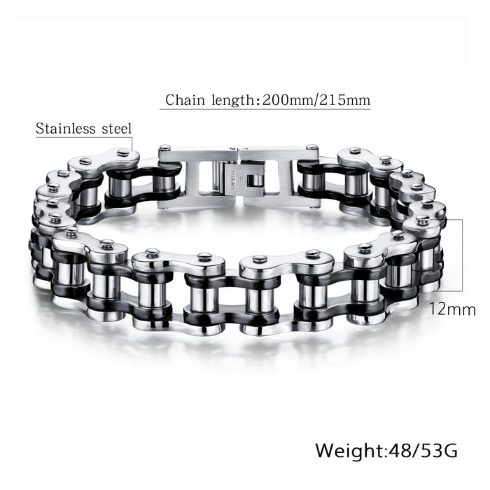 Braccialetti da uomo in acciaio inossidabile con catena classica da locomotiva Immagine8