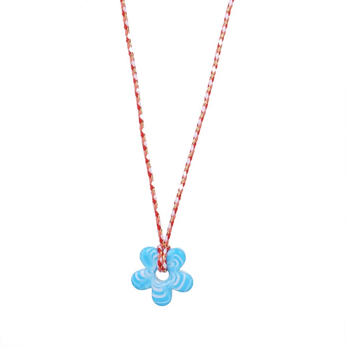 1 Piece Glamorous Series Sweet Ripple Textured Flower Glass Women's Pendant Necklaces h5Picture7