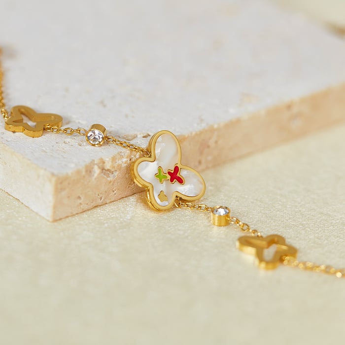 1 Stück Simple Series Tägliche geometrische Edelstahl Goldfarbene Damen-Kettenarmbänder h5Bild5