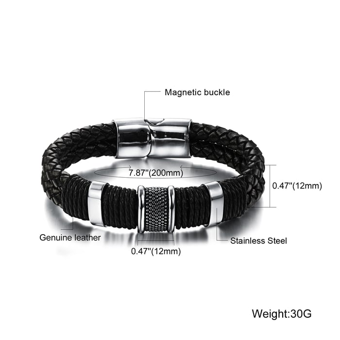 1 stuk moderne rechthoekige leren herenarmbanden h5Afbeelding9