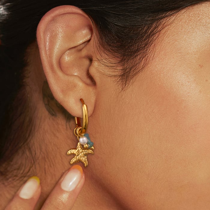 1 Pair  Oceanic Stainless Steel Gold Color Drop Earrings h5Picture4