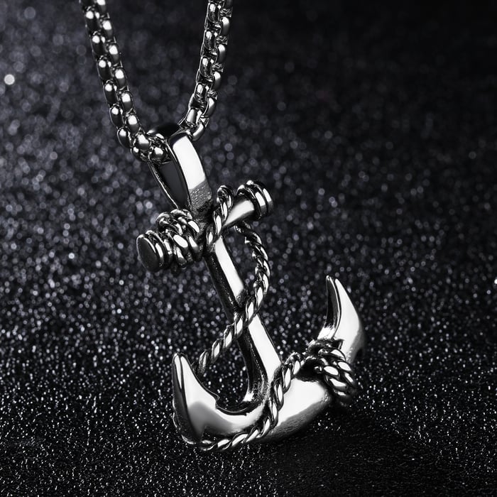 1 pezzo di collana da uomo in acciaio inossidabile con ancora punk per barca h5Immagine5