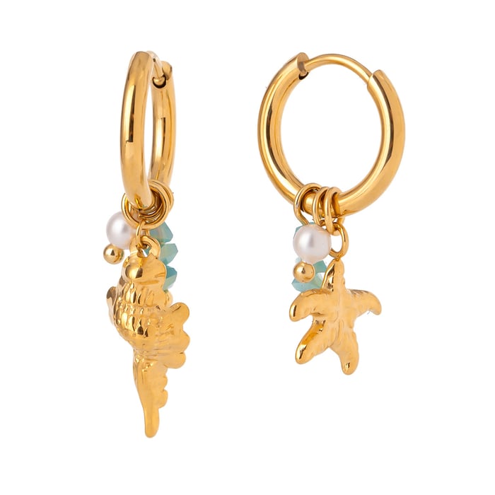 1 Pair  Oceanic Stainless Steel Gold Color Drop Earrings h5Picture5