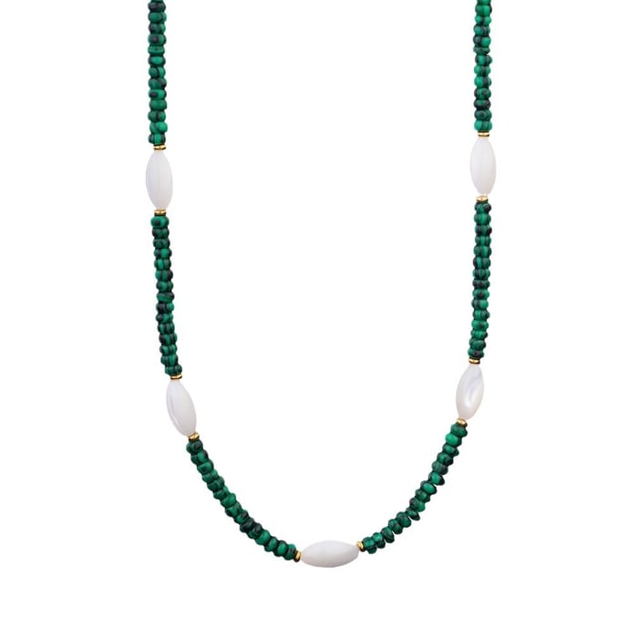 Collares de cuentas de malaquita geométrica bohemia para mujer h5Imagen6