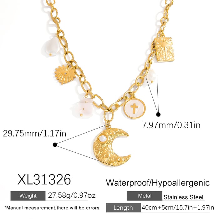 Moon Stainless Steel Gold Color Pendant Necklaces h5Picture2