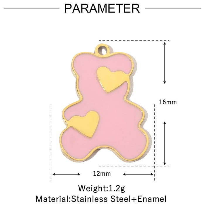 Colorful Bear Stainless Steel Gold Color Pendants h5Picture2