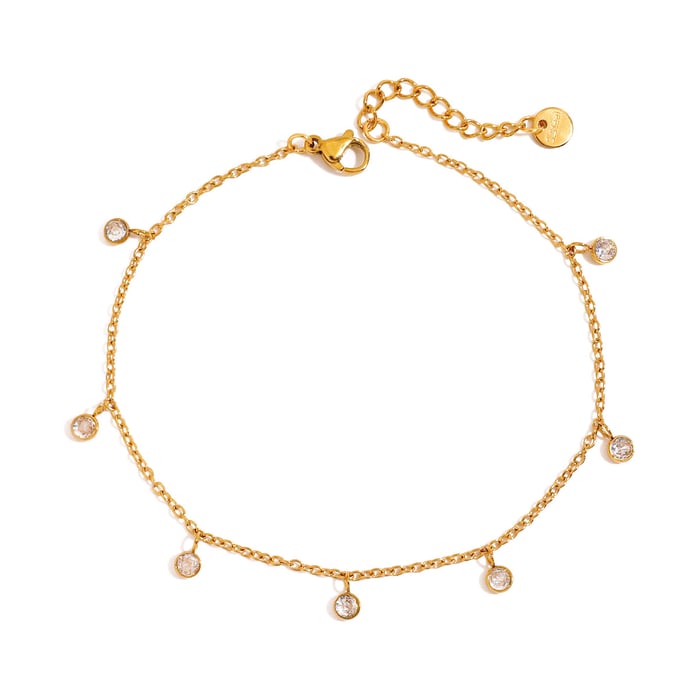 1 piece simple series  style chain stainless steel   gold color  zircon women's anklets h5Picture5