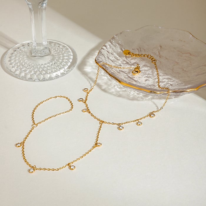 bracelets de cheville simples en acier inoxydable couleur or h5Image5