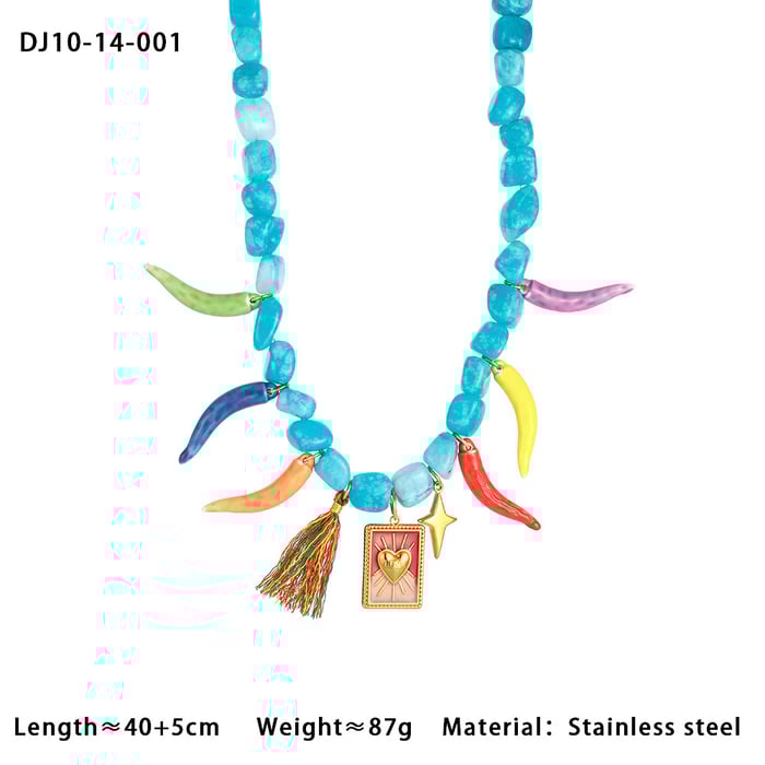 Stylish Colorful Beads Natural Stones Women's Beaded Necklaces h5Picture2