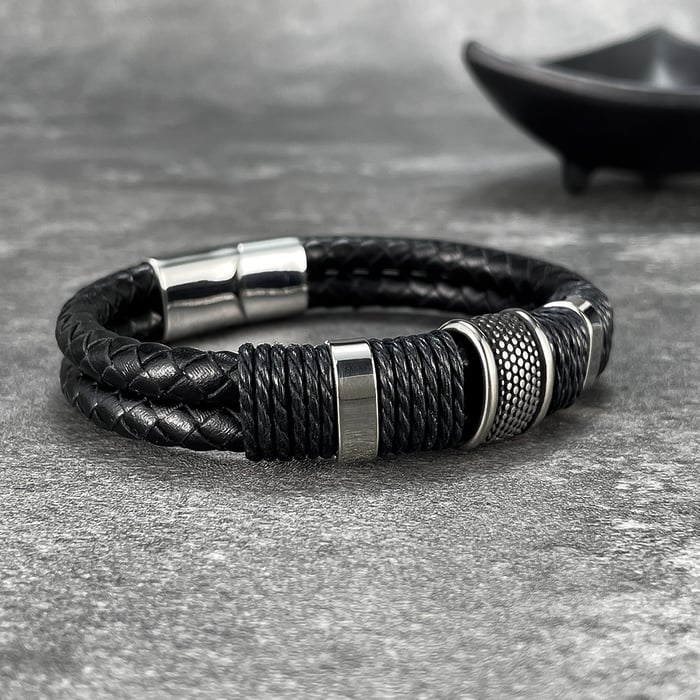 1 stuk moderne rechthoekige leren herenarmbanden h5Afbeelding7