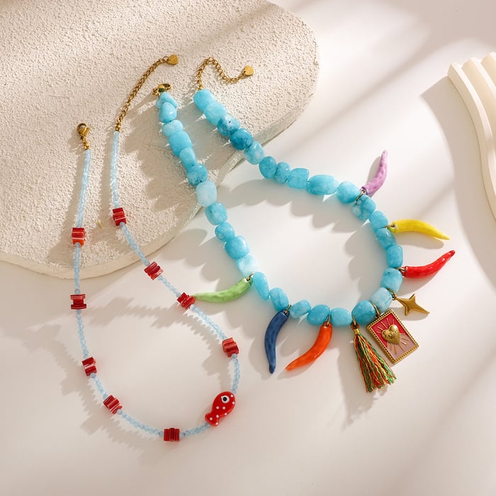 Stylish Colorful Beads Natural Stones Women's Beaded Necklaces h5Picture6