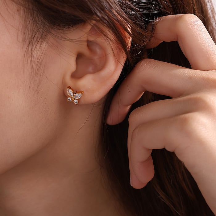 1 Pair Butterfly Stainless Steel Gold Color  Stud Earrings h5Picture4