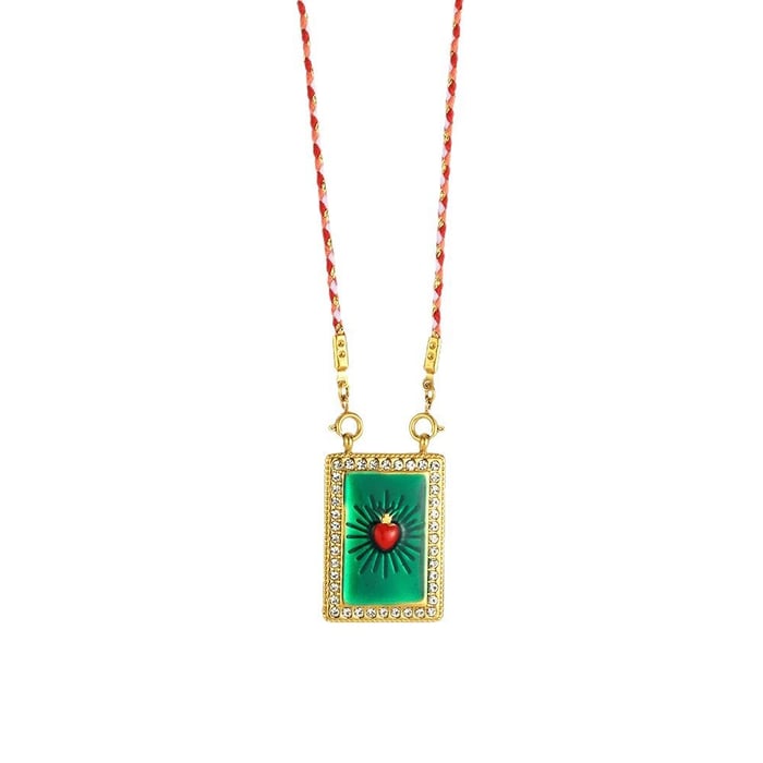 Ornate Rectangular Oil- Glazing Women's Pendant Necklaces