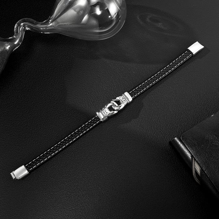 Braccialetti da uomo in acciaio inossidabile con motivo geometrico industriale, 1 pezzo h5Immagine3