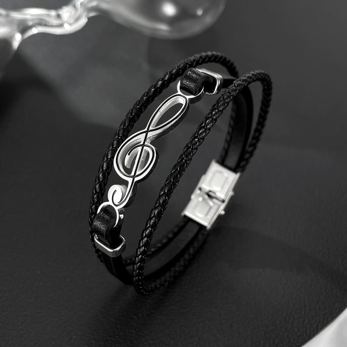 Braccialetti da uomo in pelle con 1 nota elegante, 1 pezzo Immagine2