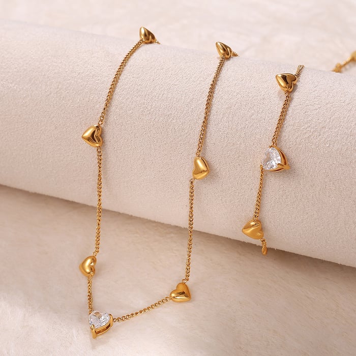 1 Piece Heart Stainless Steel Gold Color Chain Necklace h5Picture2