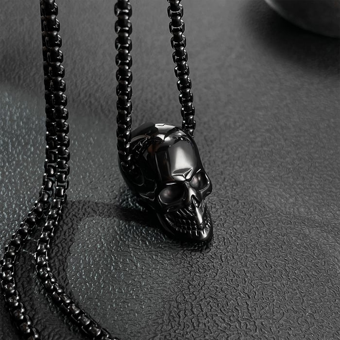 1 pezzo di collana da uomo in acciaio inossidabile con teschio punk h5Immagine5
