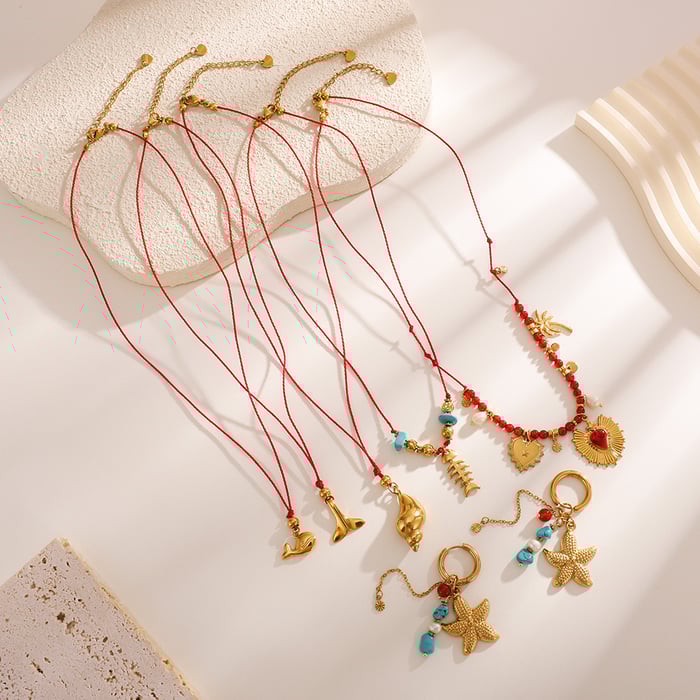 1 Piece Marine Organism Stainless Steel Gold Color Women's Pendant Necklaces h5Picture3