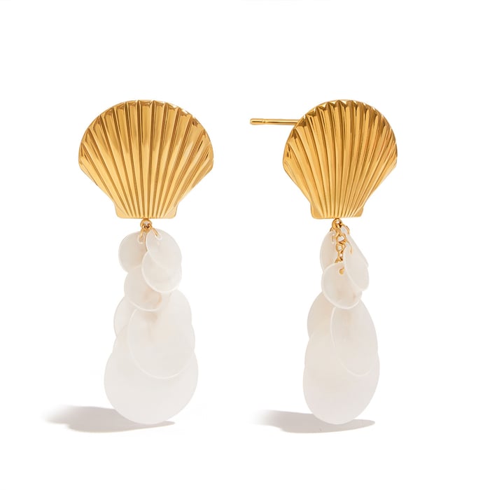 Elegante Muschel-Ohrhänger aus Edelstahl in