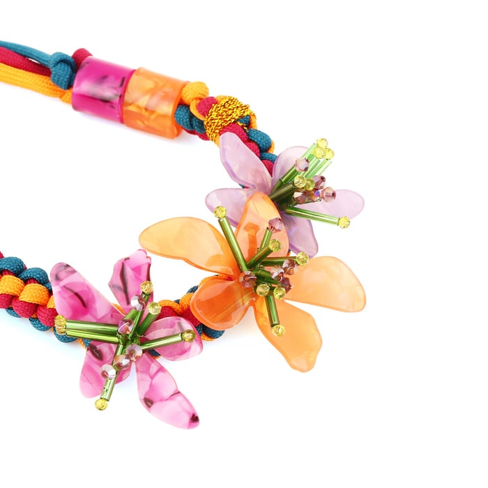 1 Piece Vacation Style Braided Rope Acrylic Flower Necklace h5Picture5