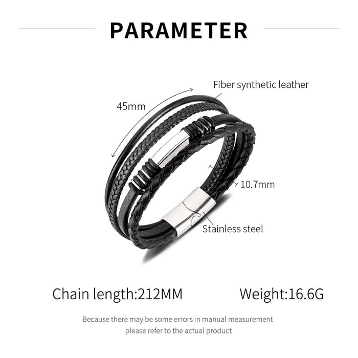 Braccialetti da uomo minimalisti multistrato in acciaio inossidabile, 1 pezzo Immagine7