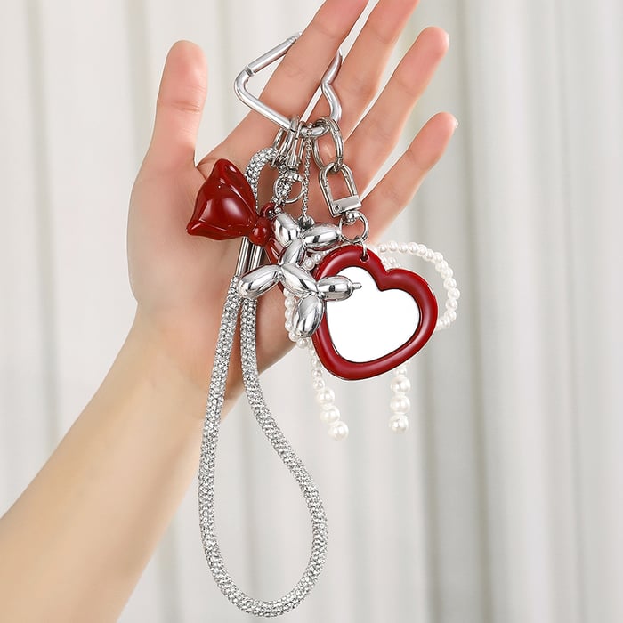 Mini Mirror Shape of Heart Bag Charms h5Picture4
