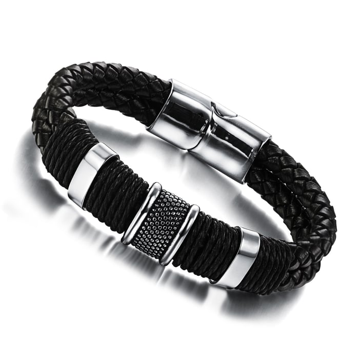 1 stuk moderne rechthoekige leren herenarmbanden