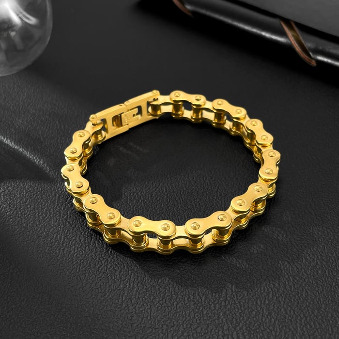 Braccialetti da uomo in acciaio inossidabile con catena classica da locomotiva Immagine3