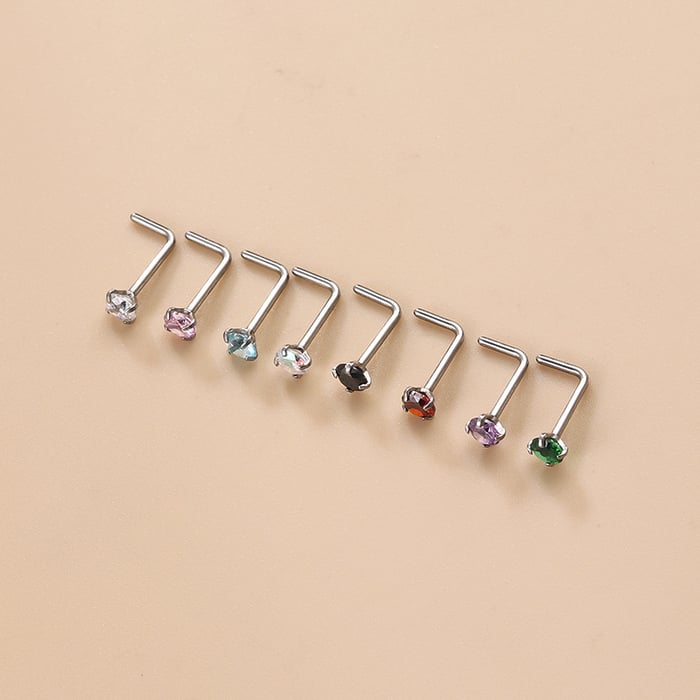 1 piercing para la nariz de circonitas de colores para mujer Imagen4