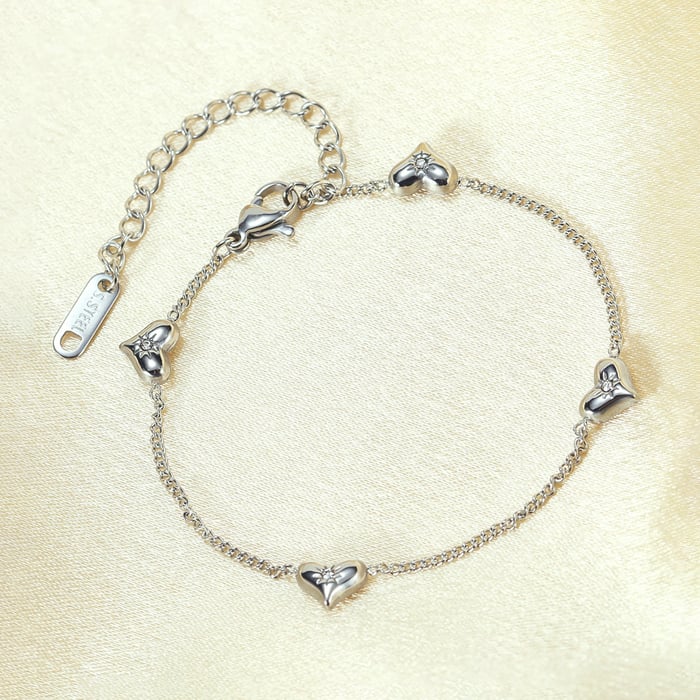 1 Stück Simple Series Daily Heart Edelstahl Goldfarben Damen Kettenarmbänder h5Bild4