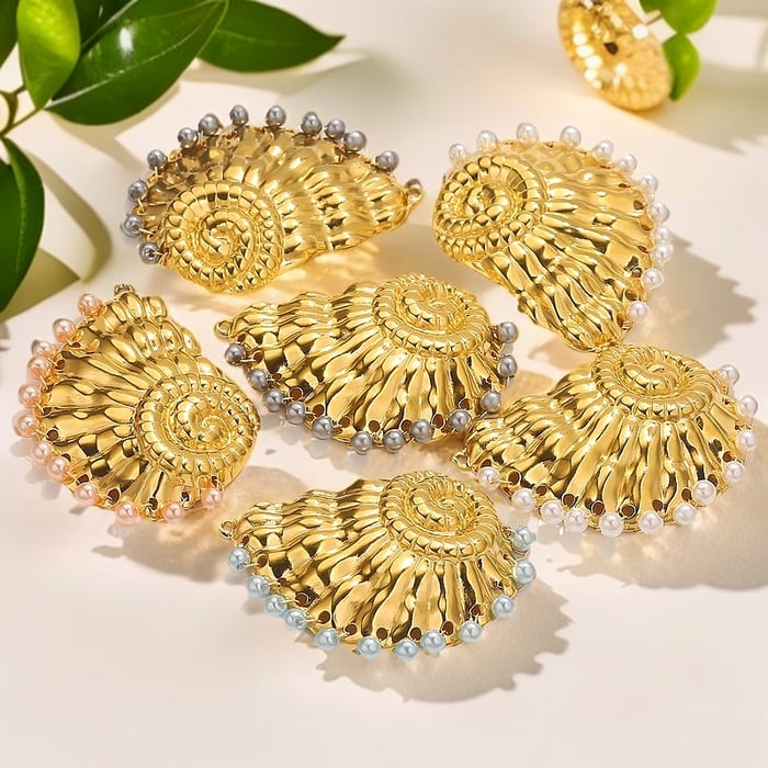 1 Piece Stylish Conch Shape Stainless Steel Women's Pendants h5Picture4