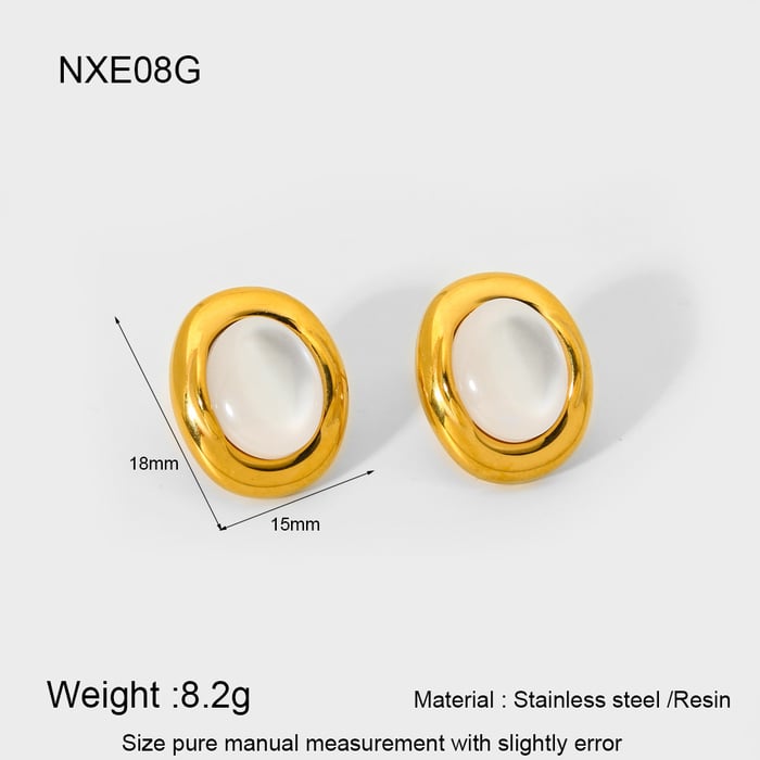 1 1 Stück elegante, schlichte, runde, goldfarbene Ohrringe aus Edelstahl für Damen
