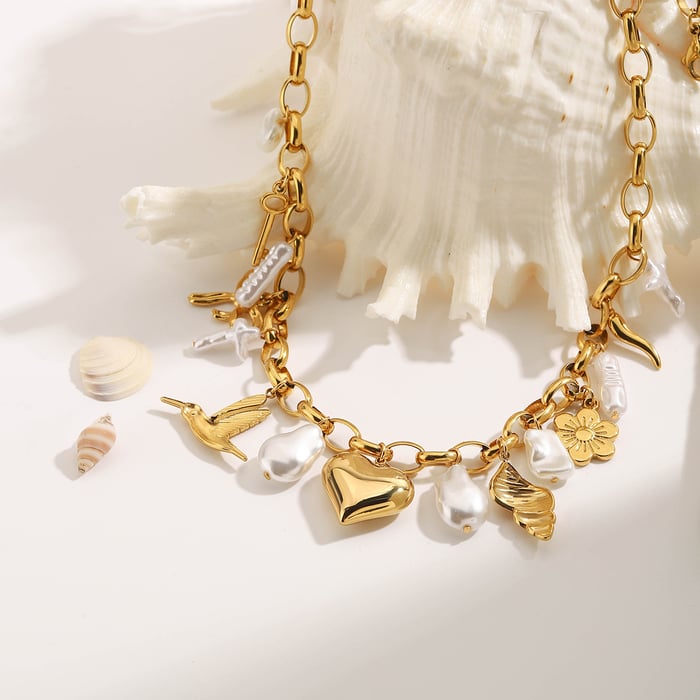 style herz edelstahl gold farbe anhänger halsketten h5Bild4