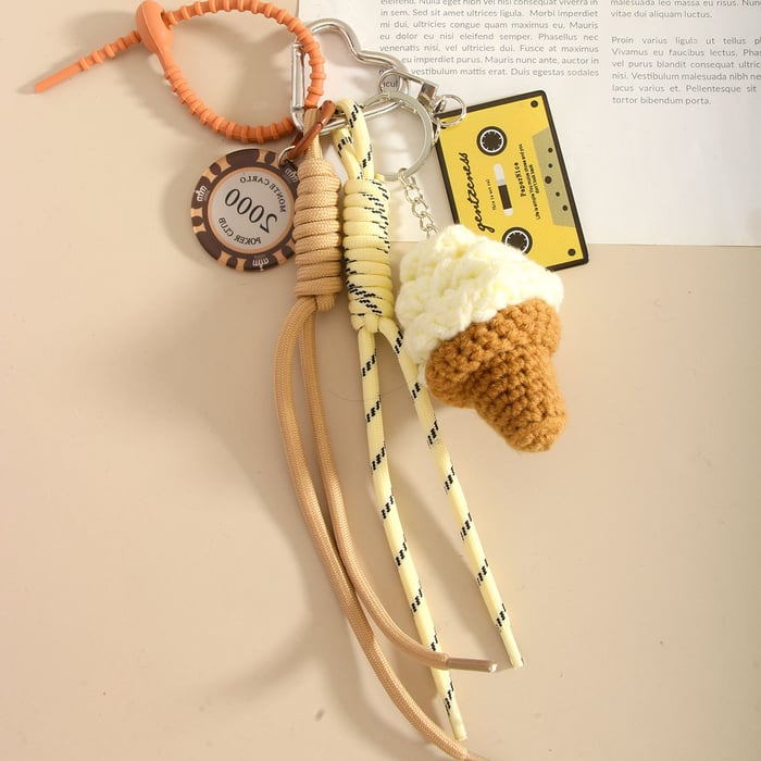 Creative Crochet Cute Ice Cream Women's Bag Charms h5Picture5