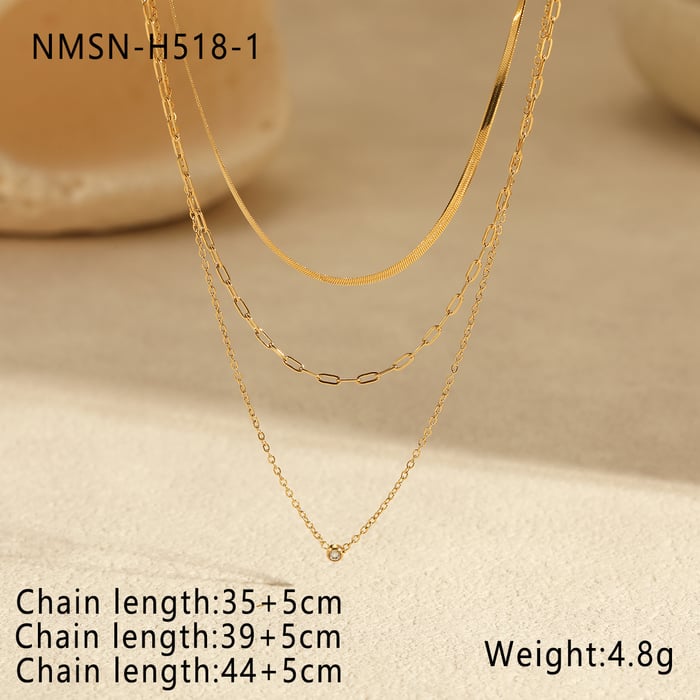 1 Pair Simple Series Chain Stainless Steel   Gold Color  Women's Layered Necklaces
