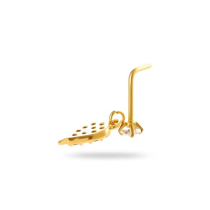 1 Piece Simple Series Simple Flower Copper   Gold Color  Zircon Women's Nose Stud h5Picture7