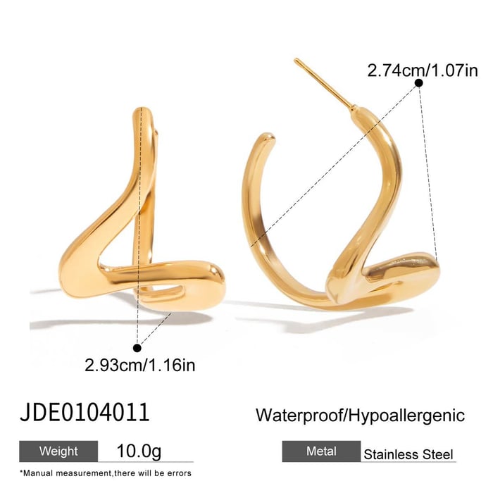 Schlichte Tropfenohrringe aus Edelstahl in Goldfarbe h5Bild2