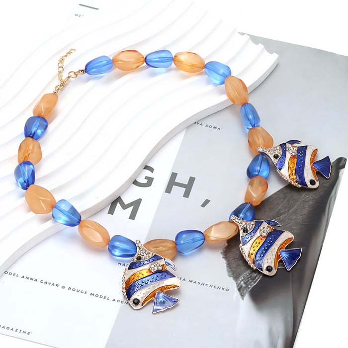 Vacation Resin Fish Beaded Necklaces h5Picture3