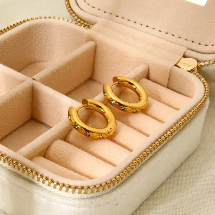 Simple Series Daily Geometric Stainless Steel   Gold Color Earrings h5Picture3