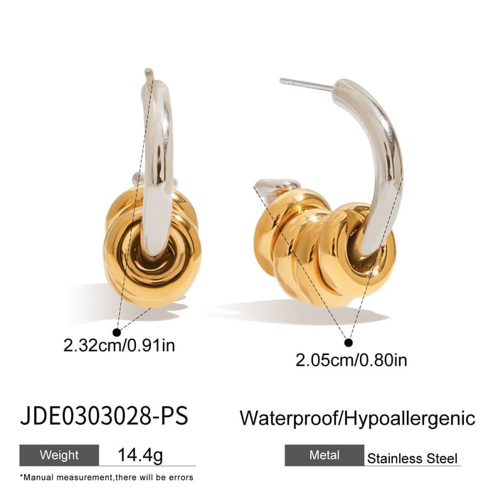 Classic Stainless Steel Mixed Color Drop Earrings h5Picture2