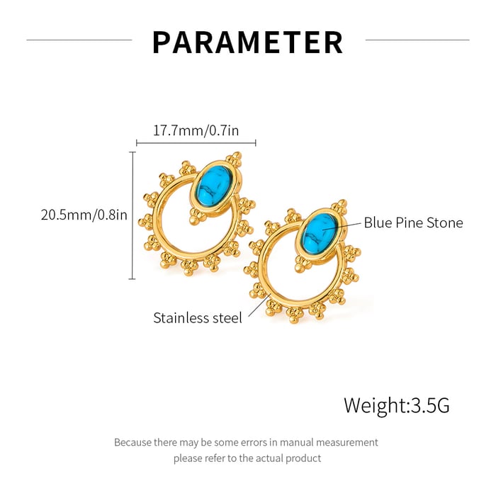 1 Pair Simple Series Daily Geometric Stainless Steel Gold Color Women's Stud Earrings h5Picture2