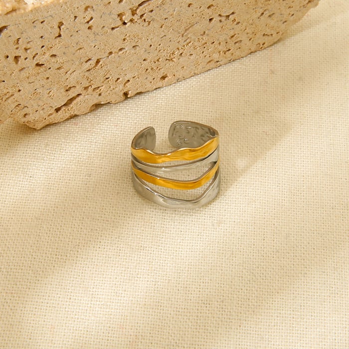 Simple Series Tägliche Farbblock-Edelstahlringe für Damen h5Bild2