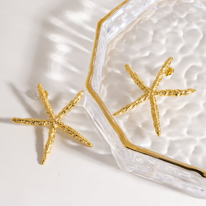 Stylish Solid Colored Starfish Stainless Steel Women's Stud Earrings h5Picture4