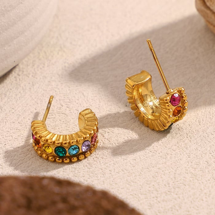 1 Stück Luxuriöse Serie Elegante einfarbige Edelstahl-Ohrstecker für Damen Bild4