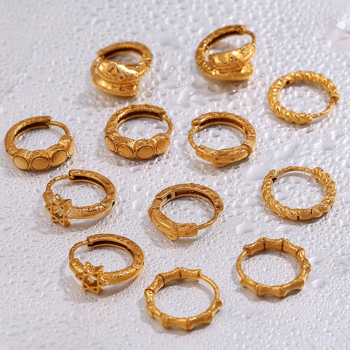 Stainless Steel  Gold Color Hoop Earrings h5Picture4