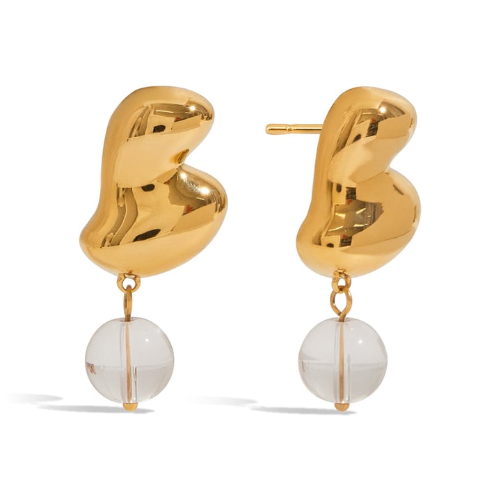 Heart Stainless Steel Gold Color Drop Earrings
