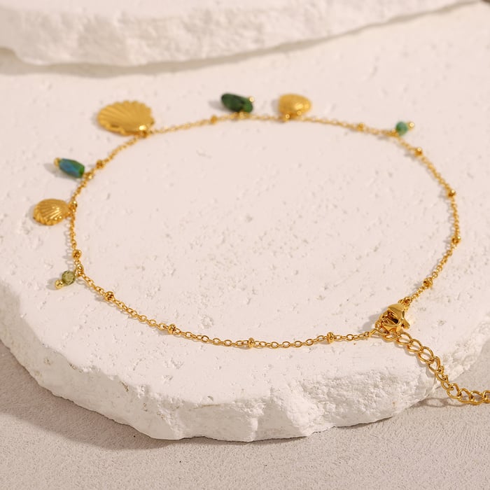 Ocean Series Muschel - Anhänger Goldfarbene Edelstahl Damenarmbänder h5Bild3